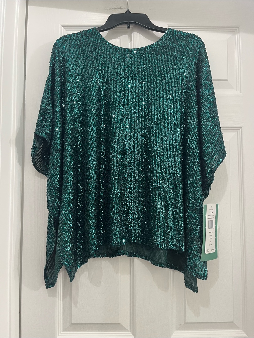 MSK Emerald Green Sequin Dolman Top